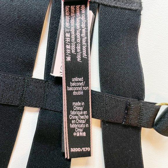 NWOT Victoria's Secret Bra 32DD Unlined Balconet Strappy Banded Black B728 - Picture 7 of 8